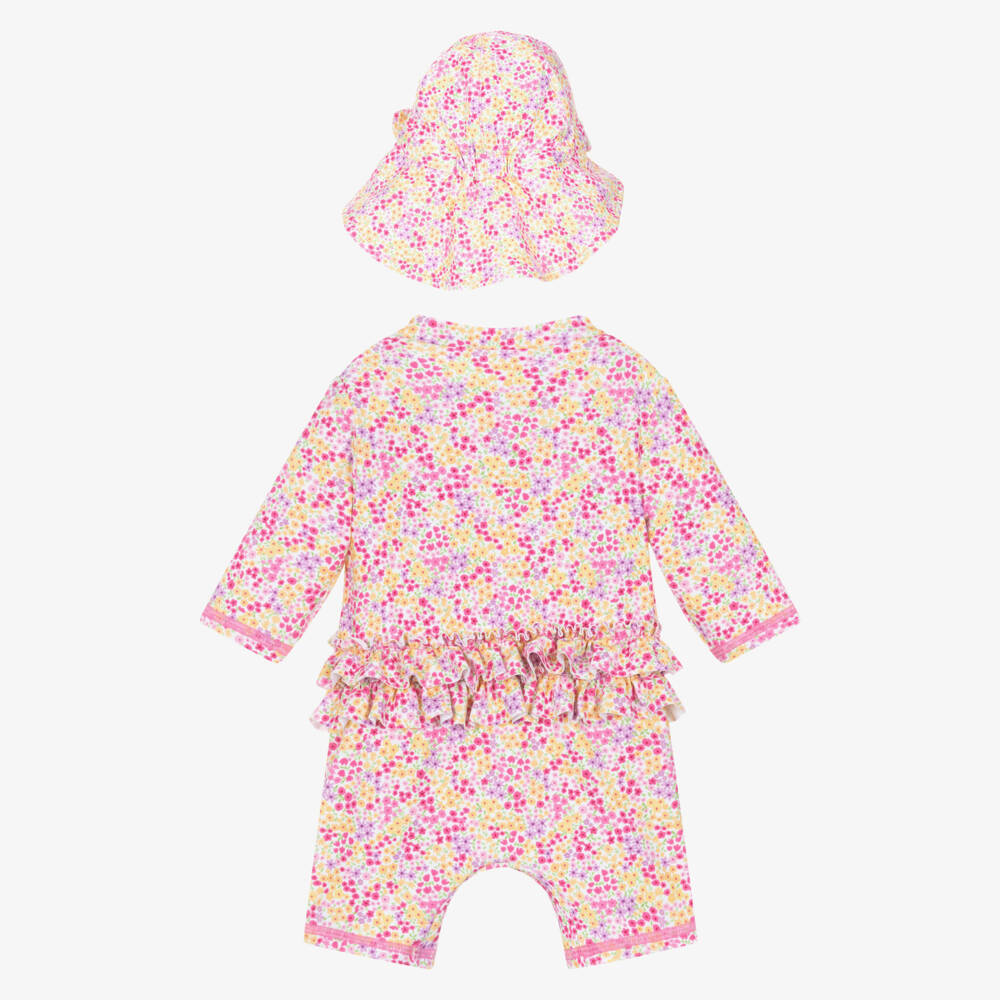 Mayoral Newborn-Pink Floral Sun Suit Set | Childrensalon Outlet