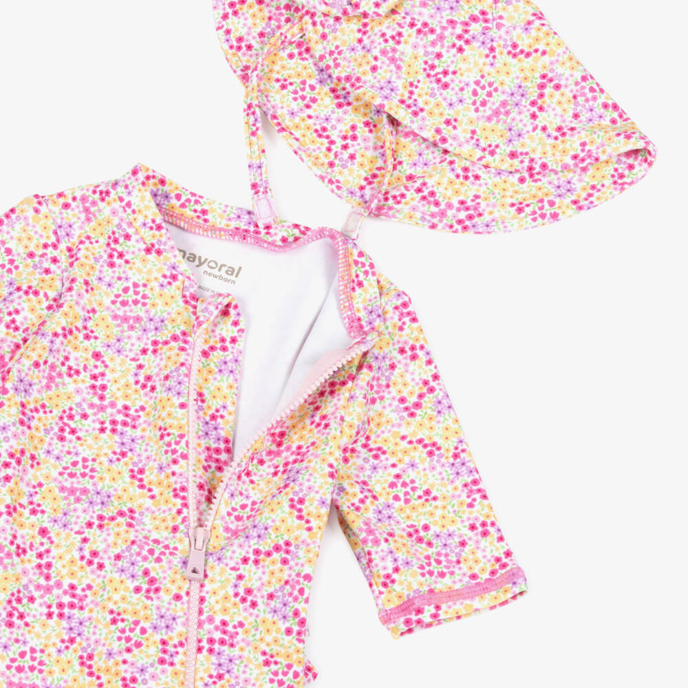 Mayoral Newborn-Pink Floral Sun Suit Set | Childrensalon Outlet