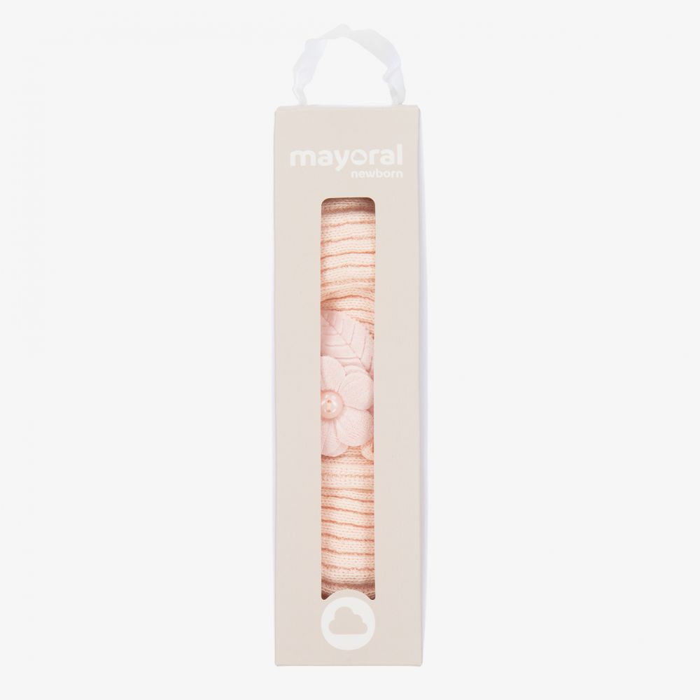 Mayoral Newborn-طوق للرأس قطن محبوك لون زهري للمولودات | Childrensalon Outlet