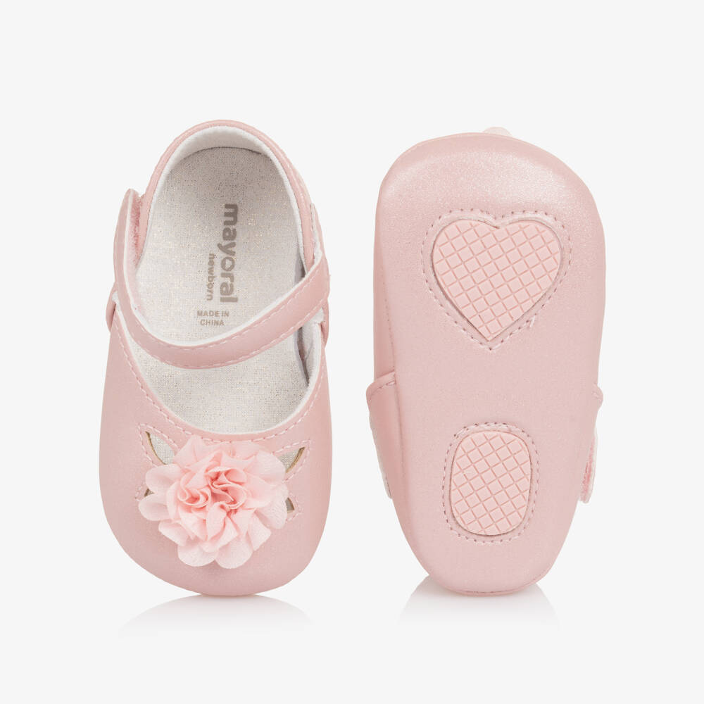 Mayoral Newborn-Pink Flower Pre Walkers | Childrensalon Outlet