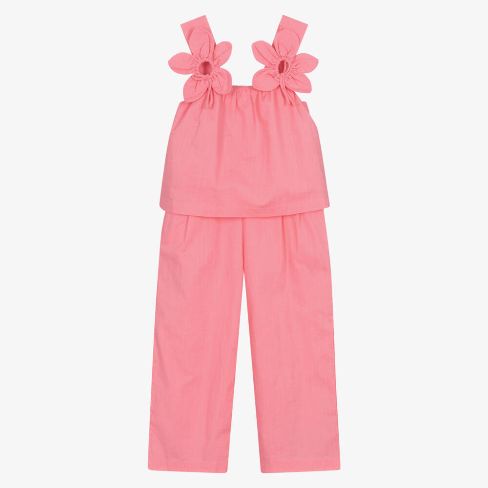 Mayoral-Pink Flower Trouser Set | Childrensalon Outlet