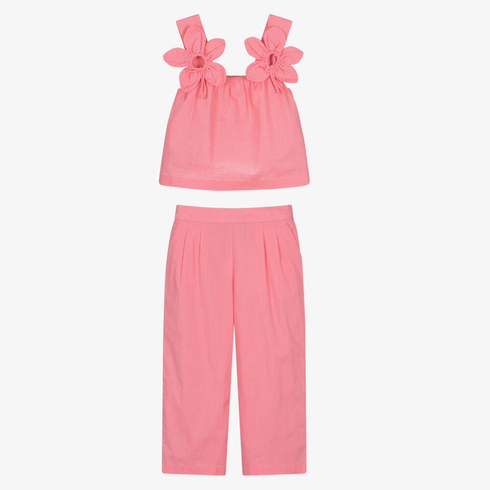 Mayoral-Pink Flower Trouser Set | Childrensalon Outlet