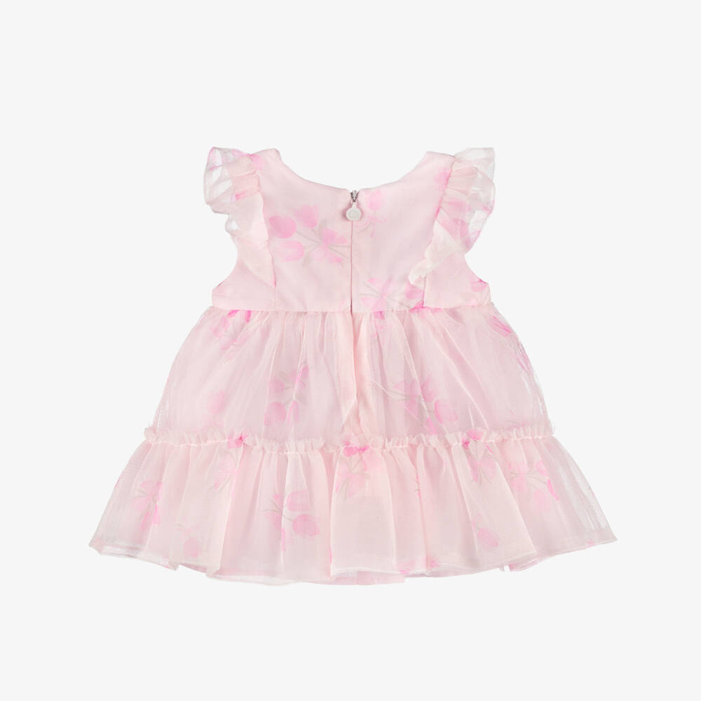 Mayoral Newborn-Pink Flowers Tulle Dress | Childrensalon Outlet