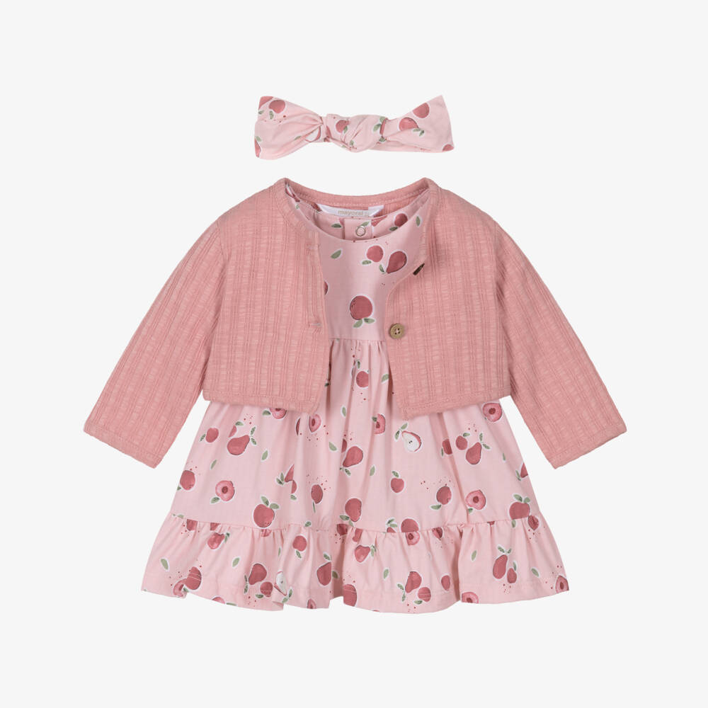 Mayoral Newborn-Pink Fruits Dress Set | Childrensalon Outlet