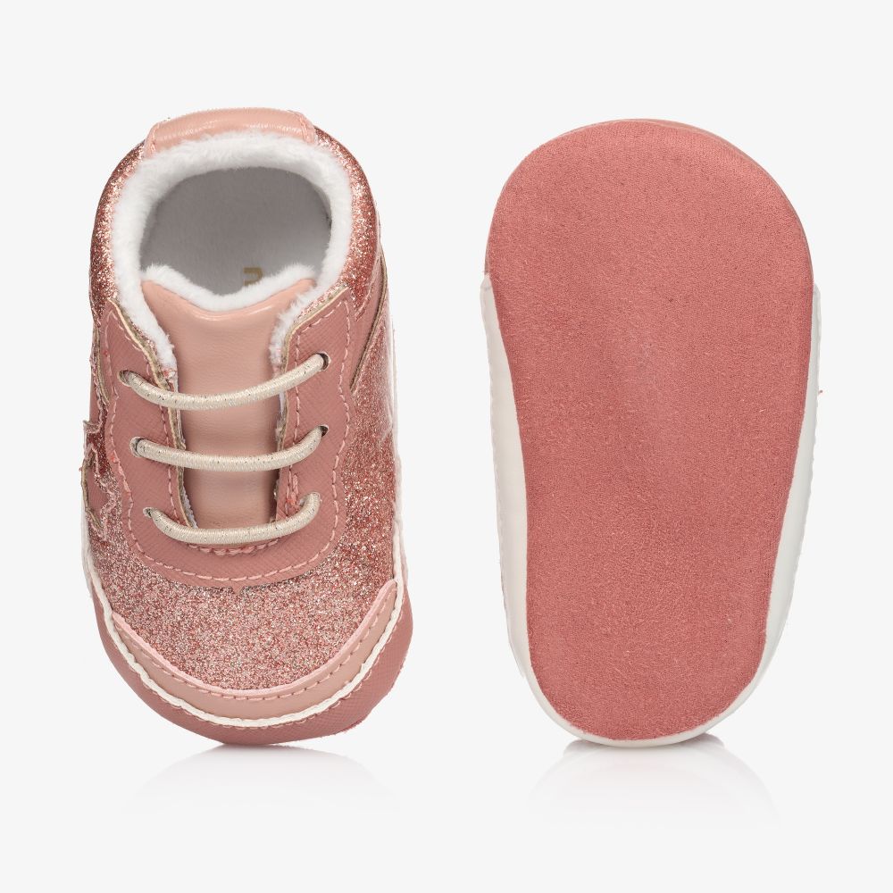 مايورال Newborn-حذاء جلد صناعي غليتر لون زهري لمرحلة قبل المشي للمولودات | Childrensalon Outlet