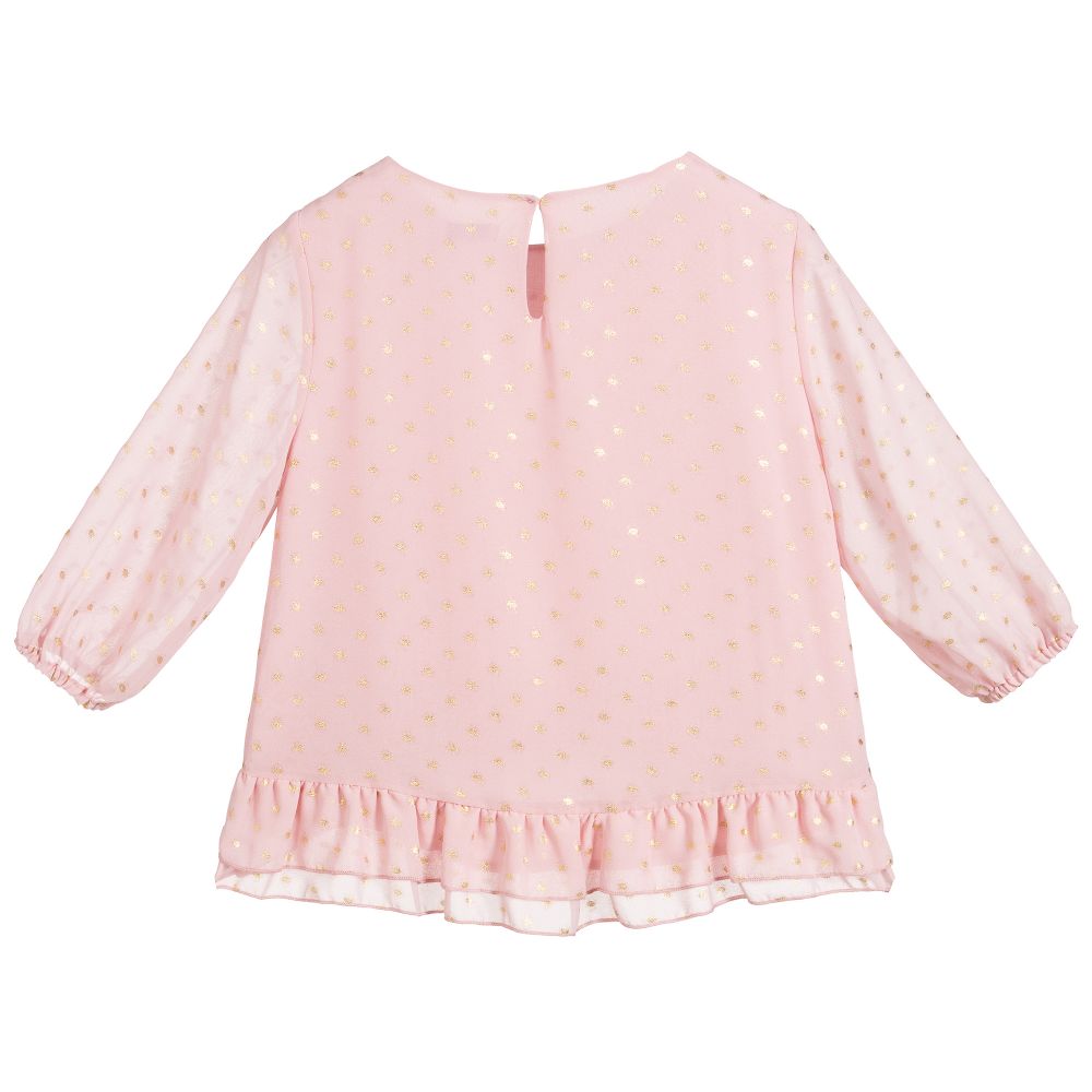 Mayoral-Pink & Gold Chiffon Blouse | Childrensalon Outlet