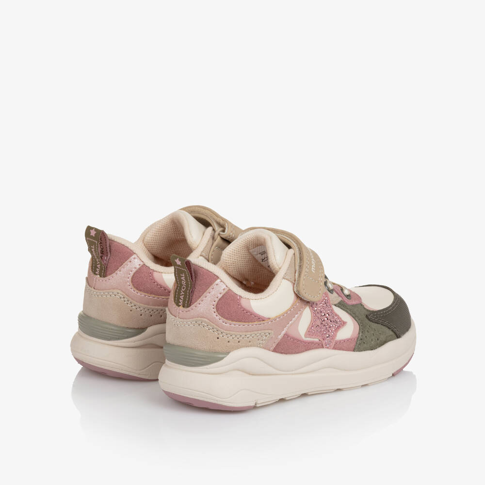 Mayoral-Pink, Green And Ivory Star Trainer | Childrensalon Outlet