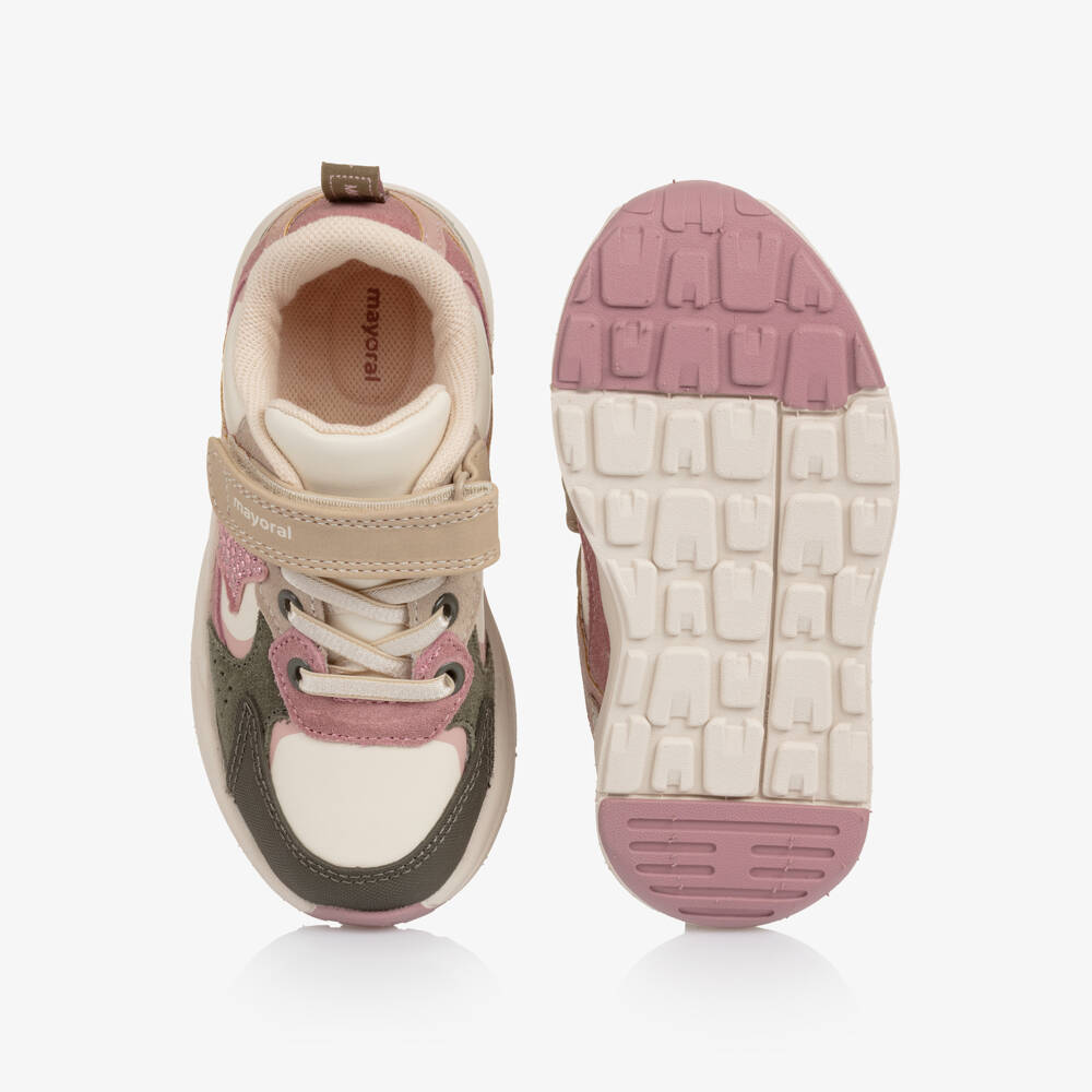 Mayoral-Pink, Green And Ivory Star Trainer | Childrensalon Outlet