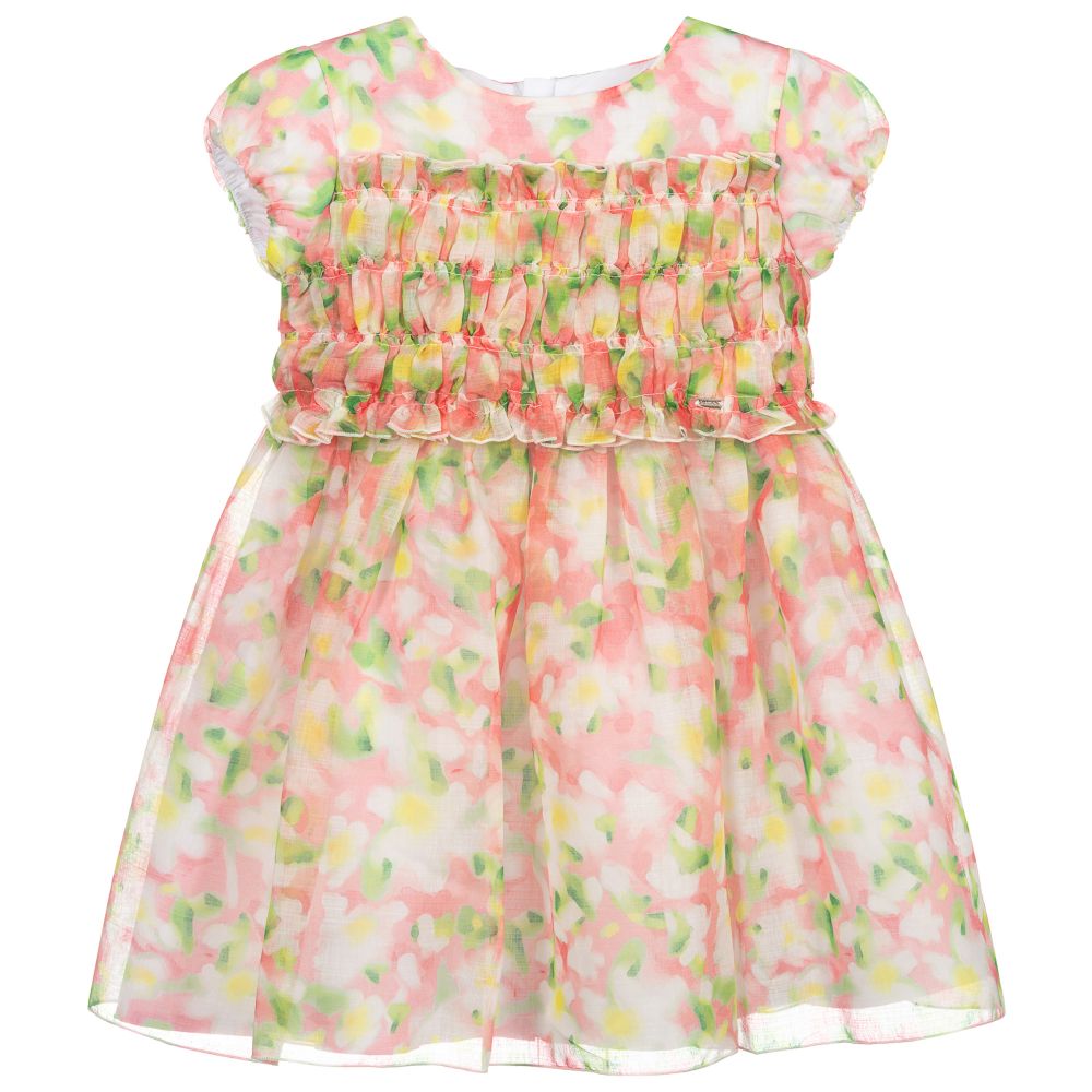 Mayoral - Розово-зеленое платье в цветочек | Childrensalon
