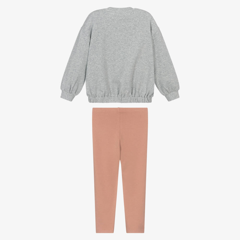 Mayoral-Pink & Grey Bow Legging Set | Childrensalon Outlet