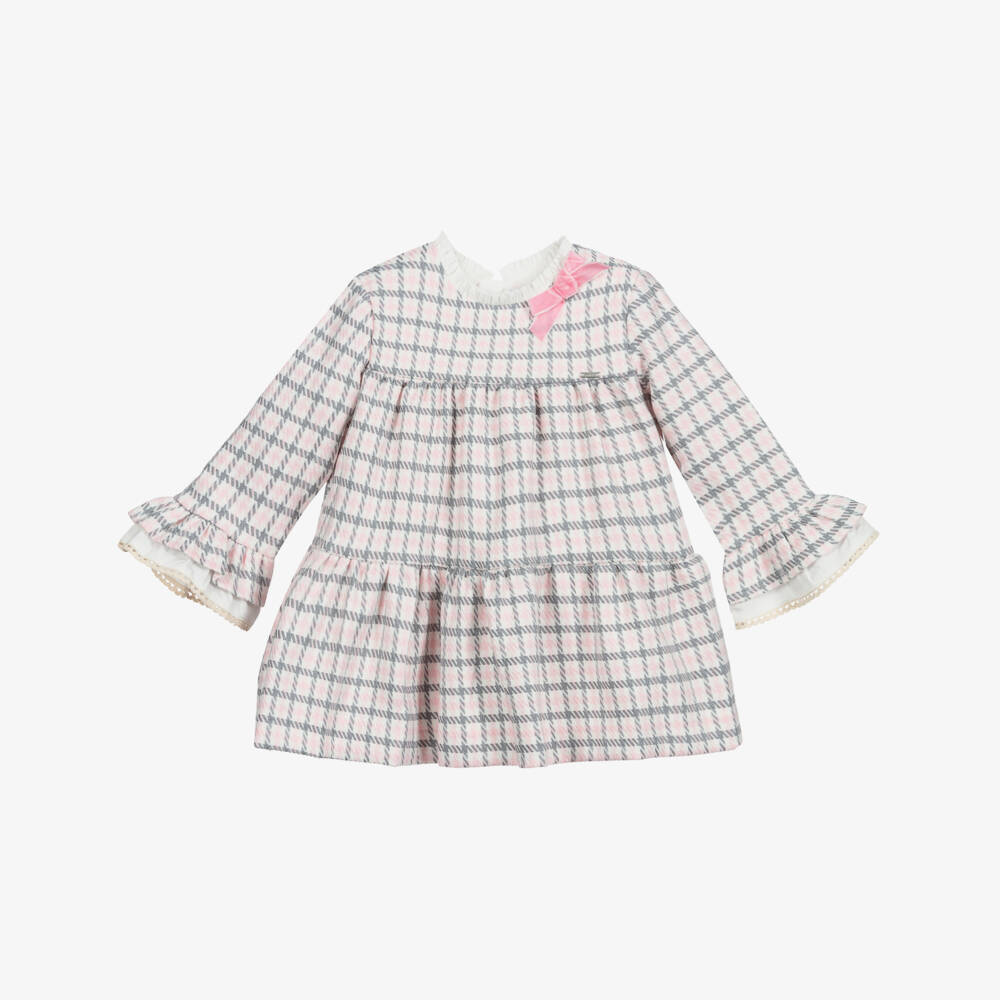 Mayoral-Pink & Grey Check Dress | Childrensalon Outlet