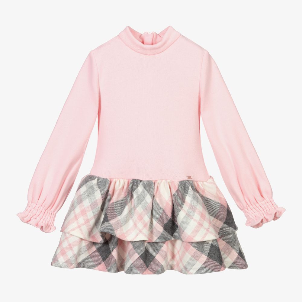Mayoral - Pink & Grey Check Dress | Childrensalon