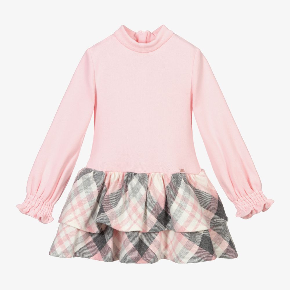 Mayoral-Pink & Grey Check Dress | Childrensalon Outlet