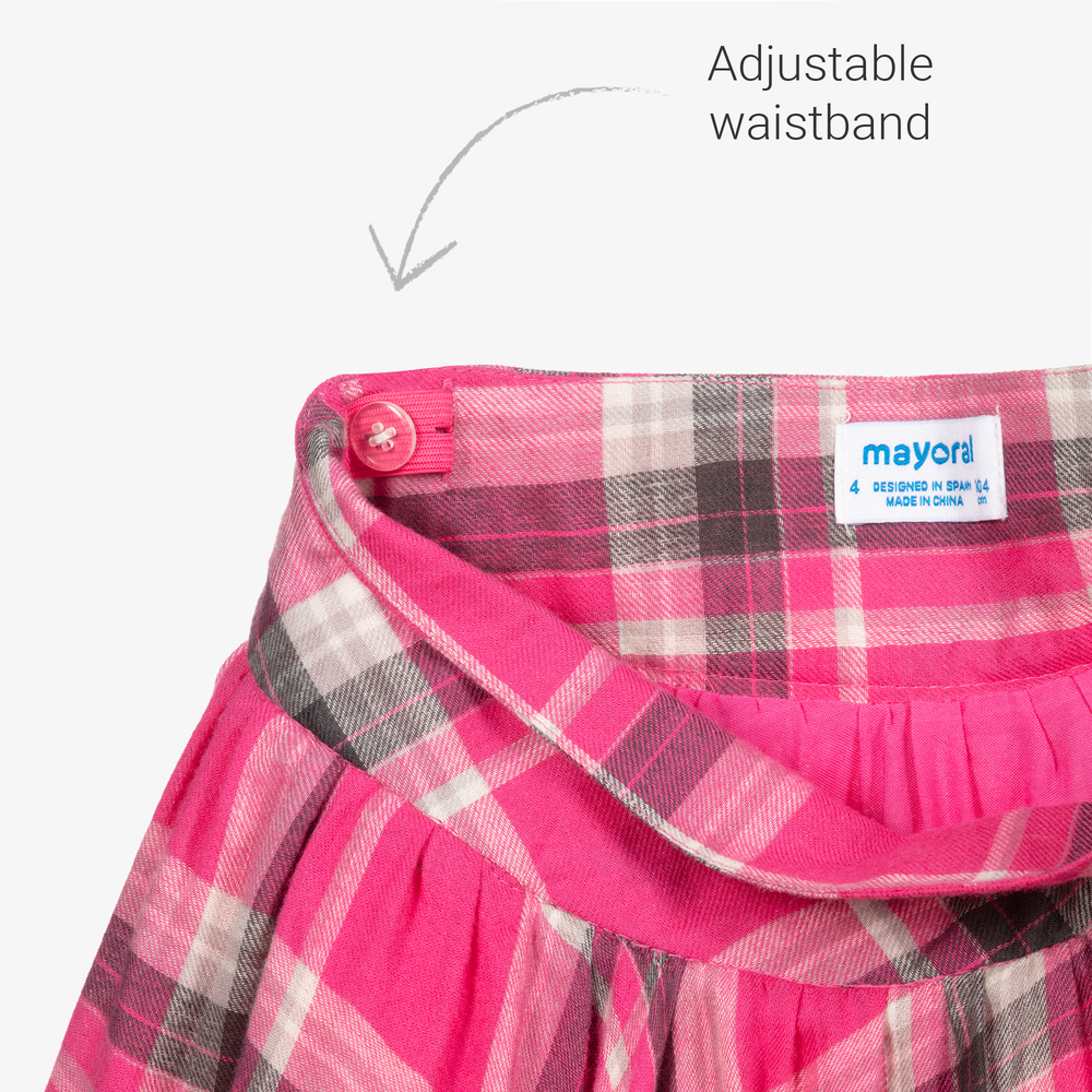 Mayoral-Pink & Grey Check Skirt | Childrensalon Outlet