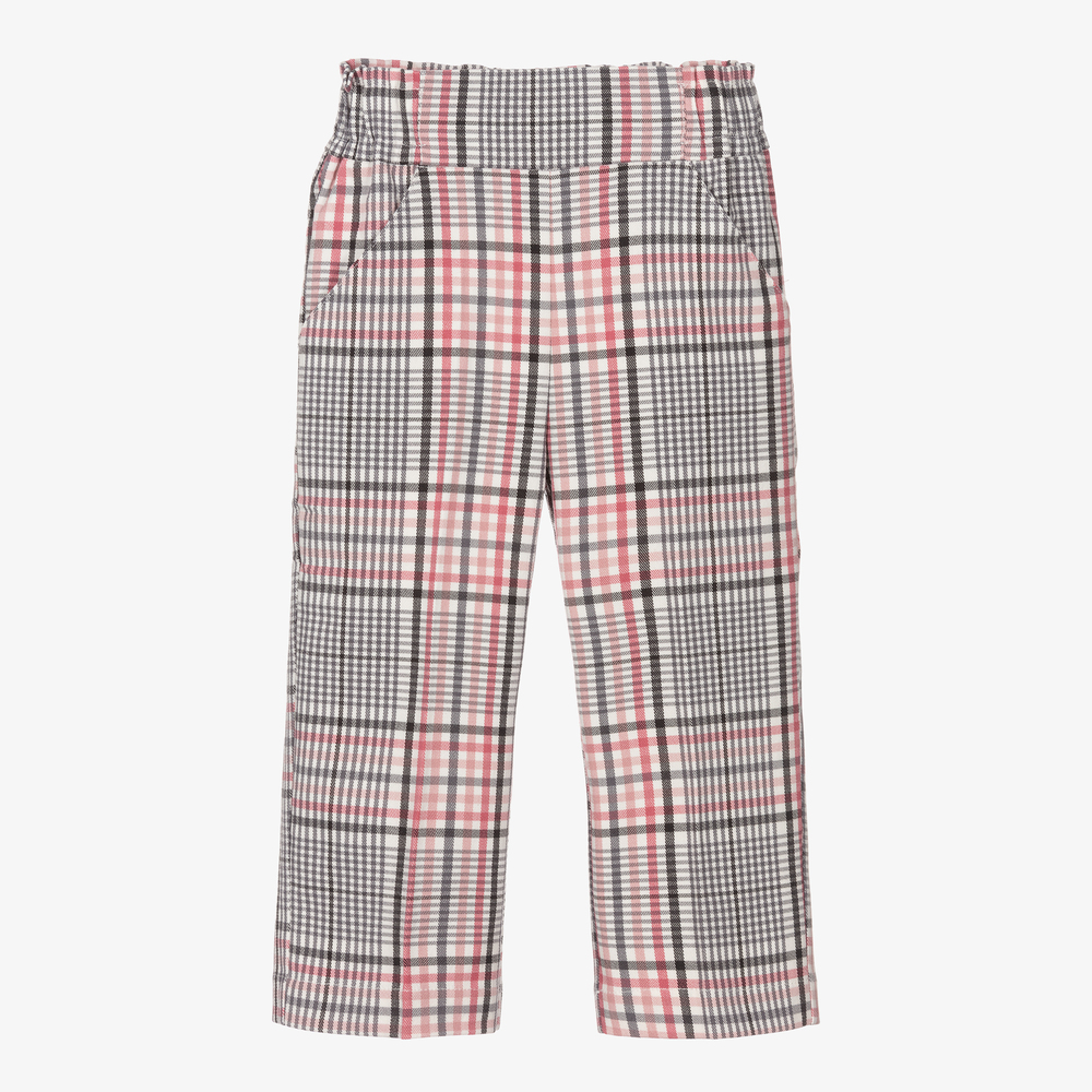 Mayoral - Pink & Grey Check Trousers | Childrensalon