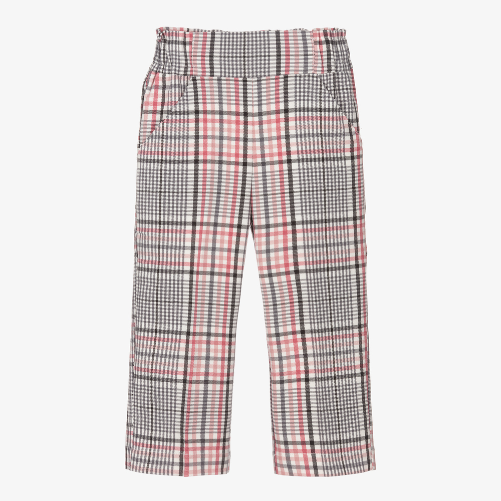 Mayoral-Розово-серые брюки в клетку | Childrensalon Outlet