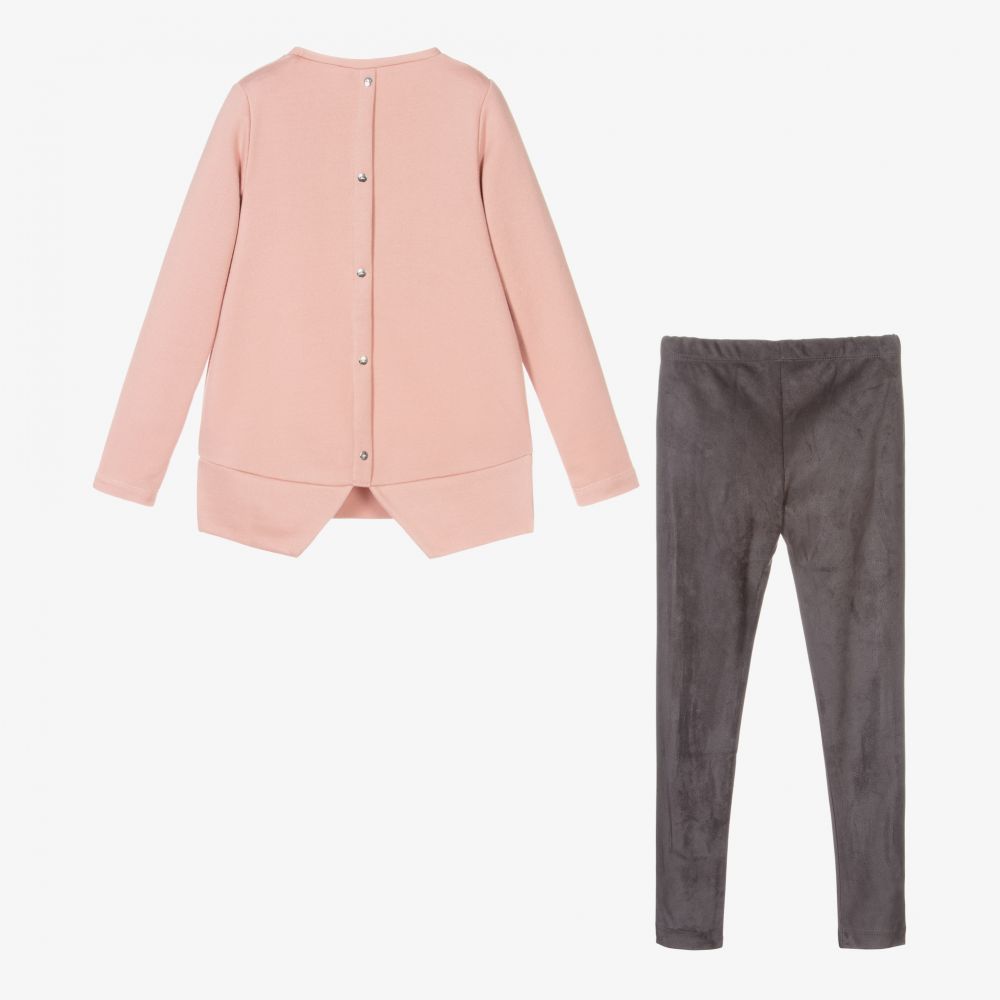 Mayoral-Pink & Grey Heart Leggings Set | Childrensalon Outlet