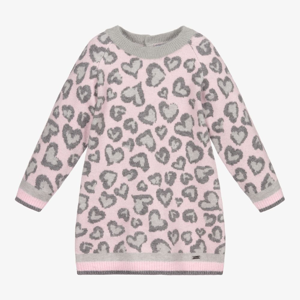 Mayoral-Розово-серое трикотажное платье | Childrensalon Outlet