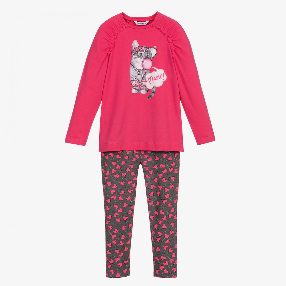 Mayoral-Pink & Grey Leggings Set | Childrensalon Outlet