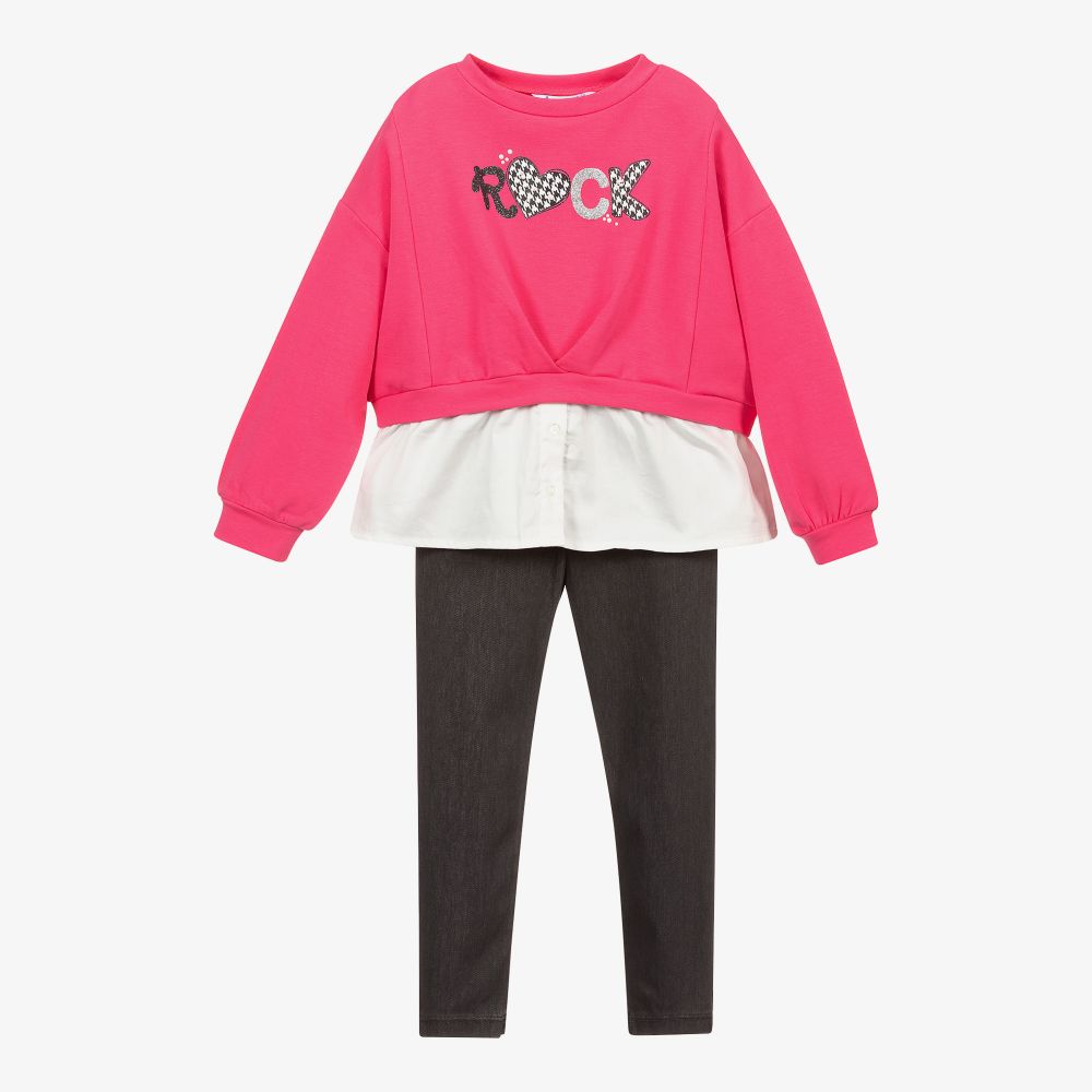 Mayoral-Pink & Grey Leggings Set | Childrensalon Outlet