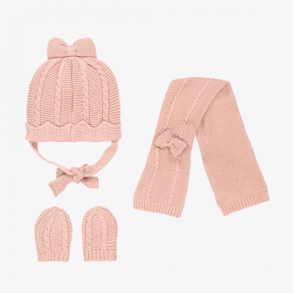 Mayoral Newborn-Pink Hat, Scarf & Mittens Set | Childrensalon Outlet