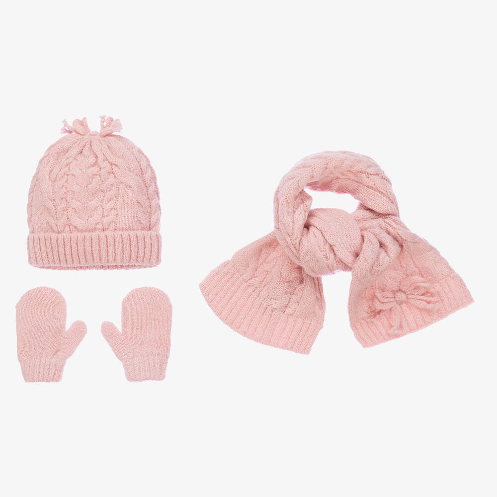 Mayoral - Розовая шапка, шарф и варежки | Childrensalon