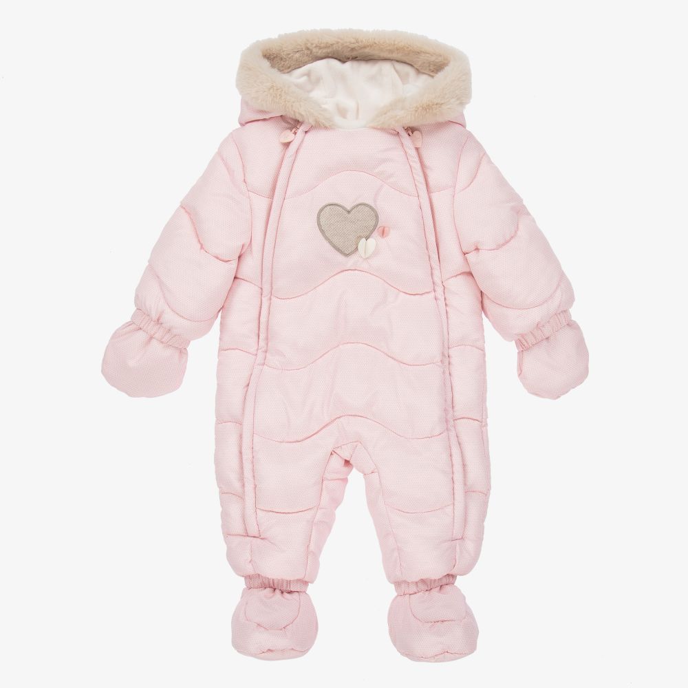 Mayoral Newborn - Розовый зимний комбинезон с сердечками для малышей | Childrensalon