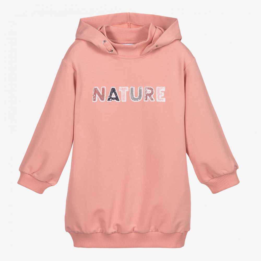 Pink Hooded Sweatshirt Dress