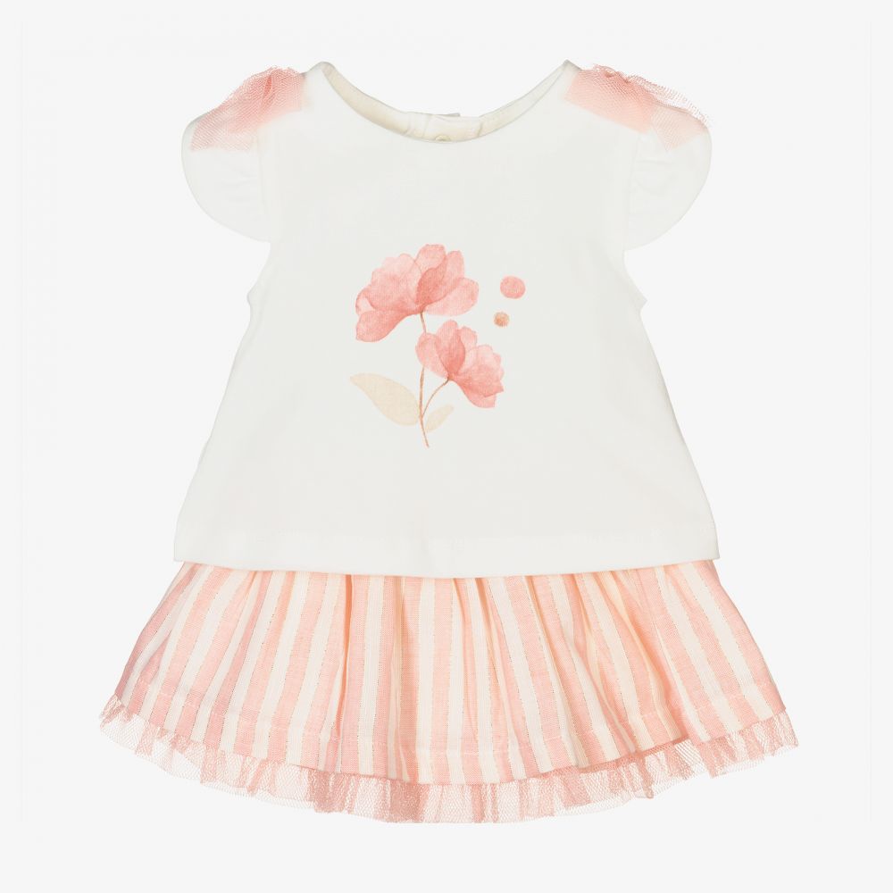 Mayoral Newborn - Pink & Ivory Baby Skirt Set | Childrensalon