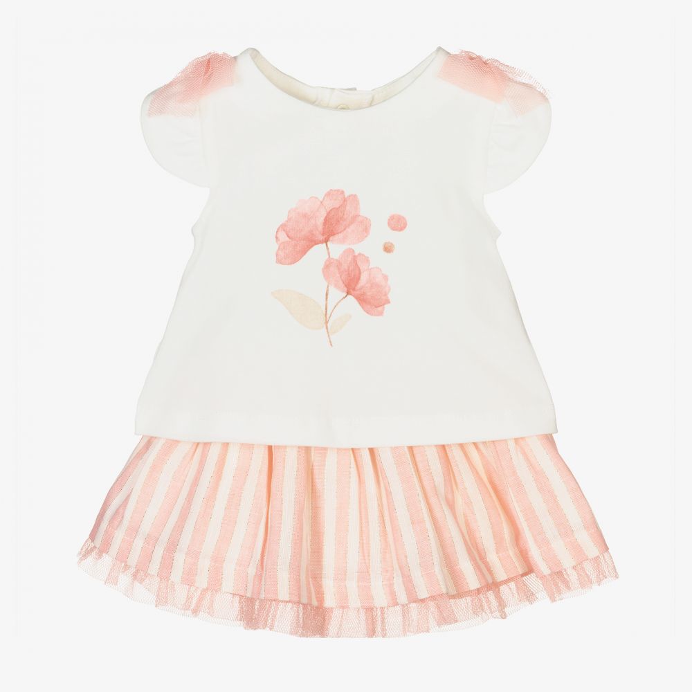 Mayoral Для новорожденных-Кремовый топ и розовая юбка для малышей | Childrensalon Outlet