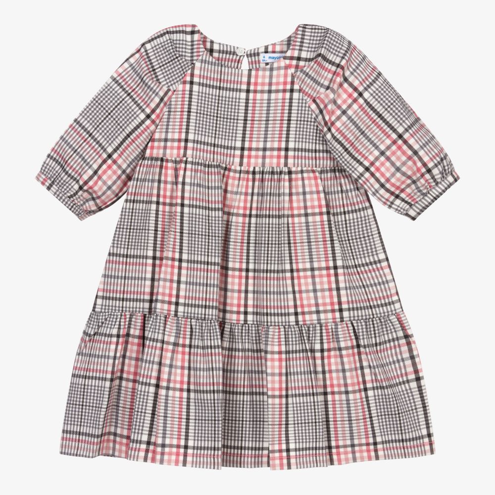 Mayoral - Pink & Ivory Check Dress | Childrensalon