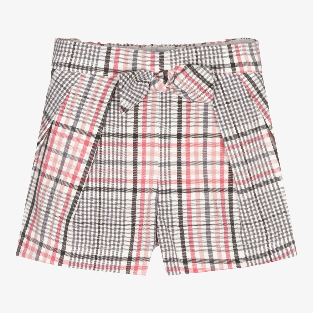 Mayoral-Розово-кремовые шорты в клетку | Childrensalon Outlet
