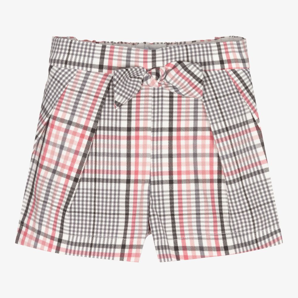 Mayoral - Pink & Ivory Check Shorts | Childrensalon