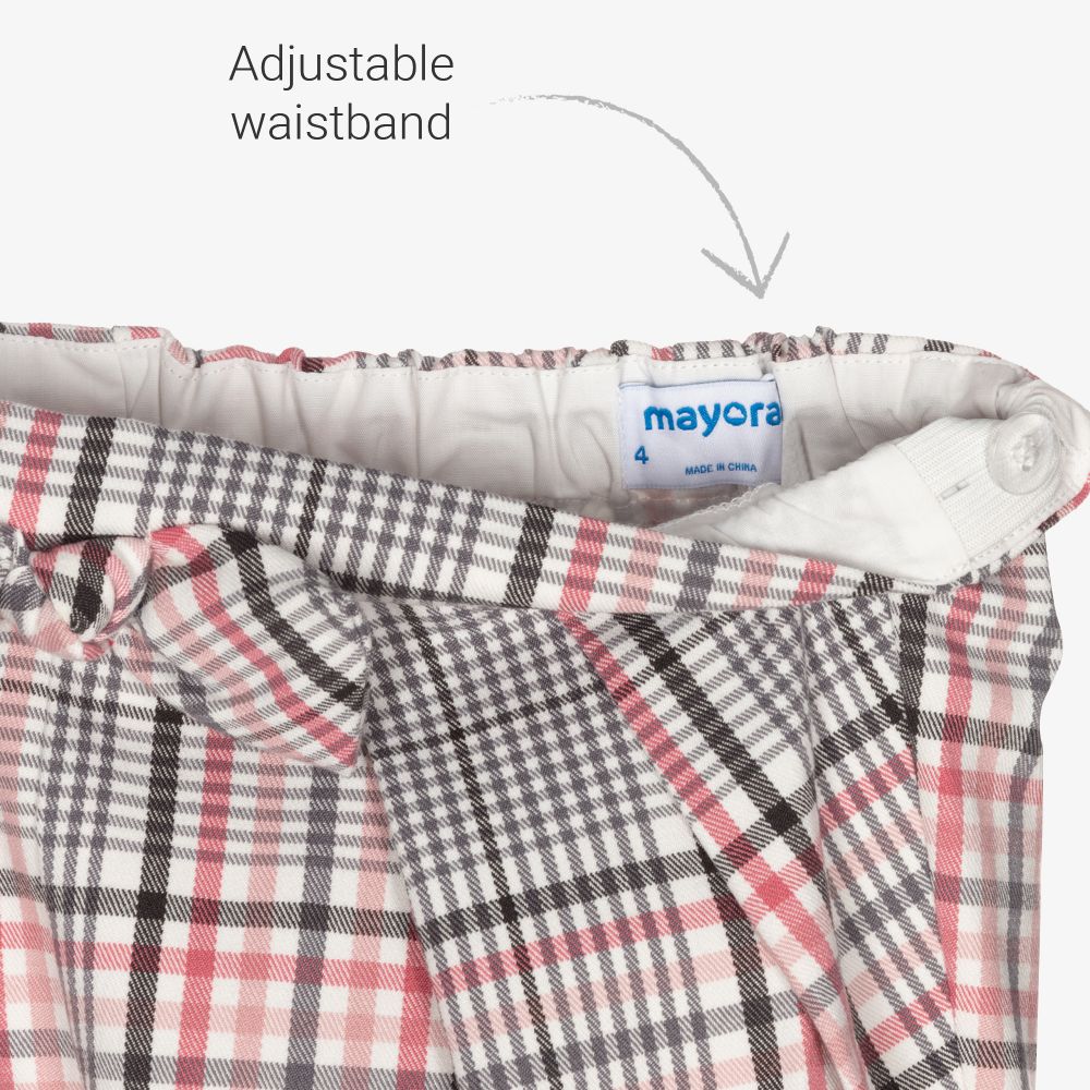 Mayoral-Розово-кремовые шорты в клетку | Childrensalon Outlet