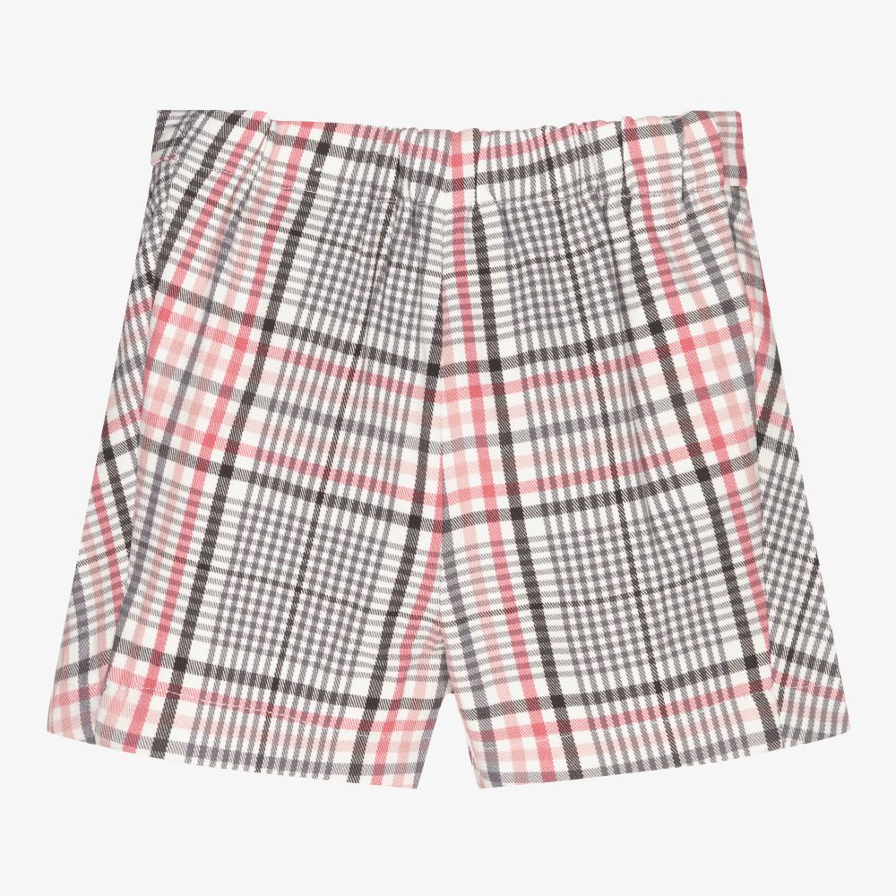 Mayoral-Розово-кремовые шорты в клетку | Childrensalon Outlet