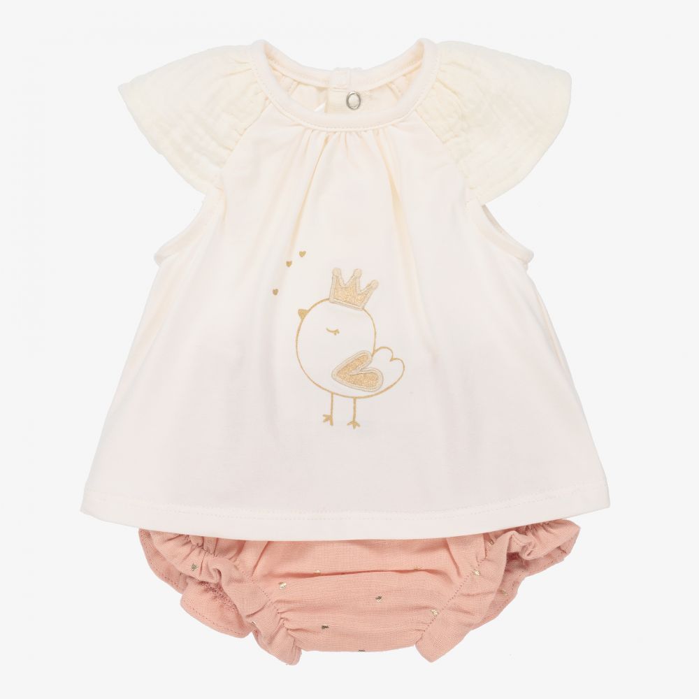 Mayoral Для новорожденных-Кремовый топ и розовые шорты из хлопка | Childrensalon Outlet