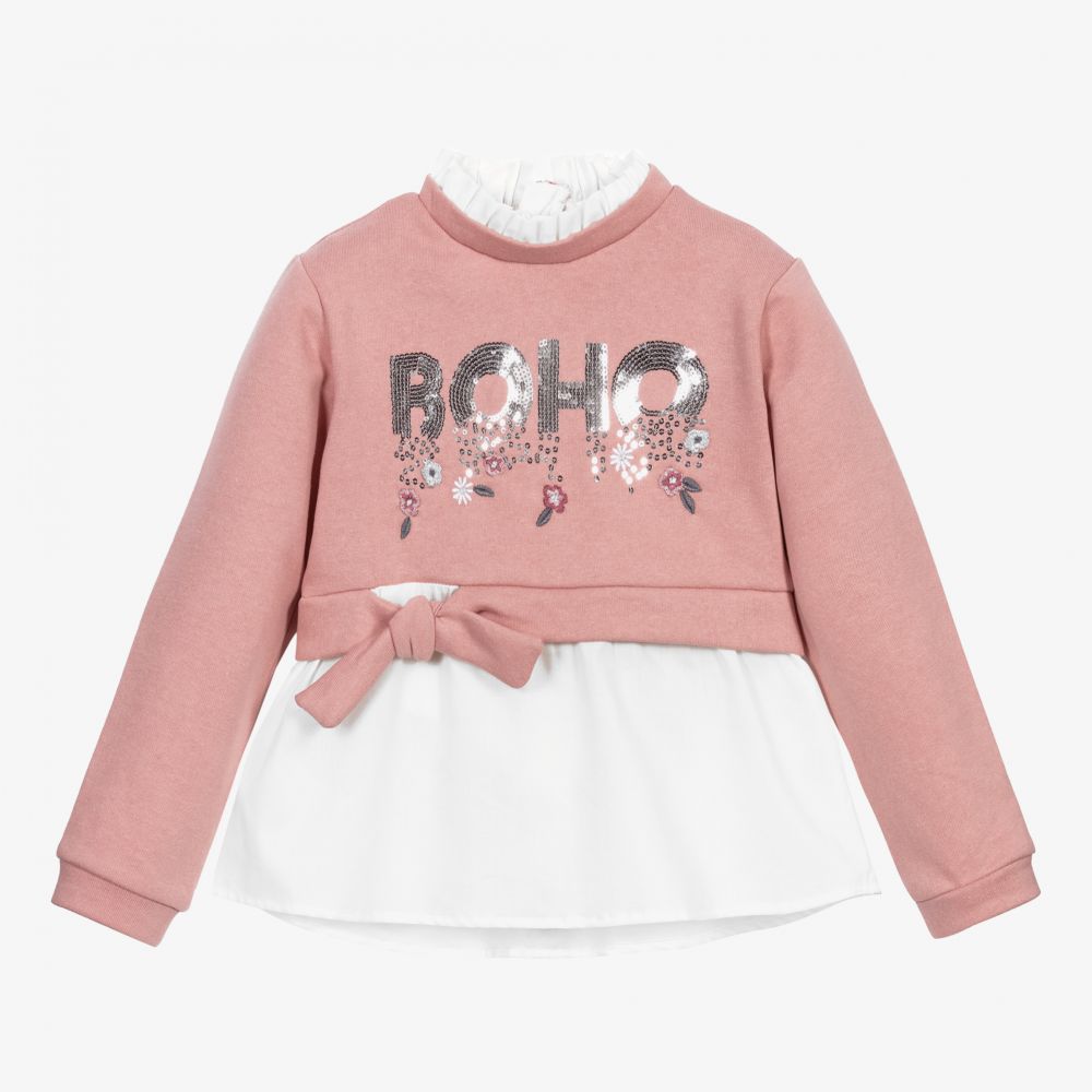 Mayoral - Pink & Ivory Cotton Top | Childrensalon