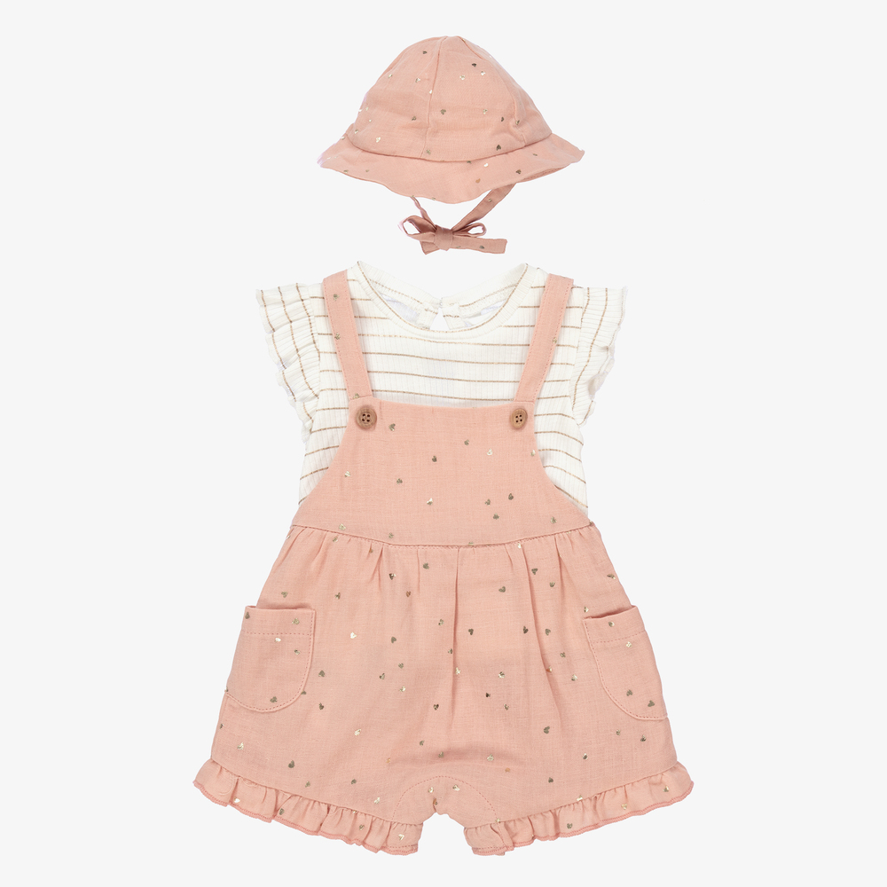 Mayoral Newborn - Pink & Ivory Dungaree Set | Childrensalon