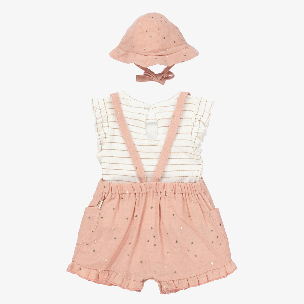 Mayoral Для новорожденных-Кремово-розовый комплект с полукомбинезоном | Childrensalon Outlet