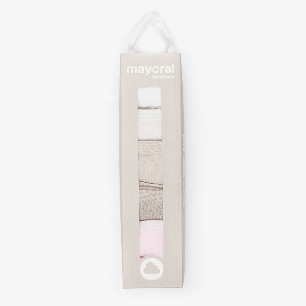 Mayoral Newborn-Pink & Ivory Socks 6 Pack | Childrensalon Outlet