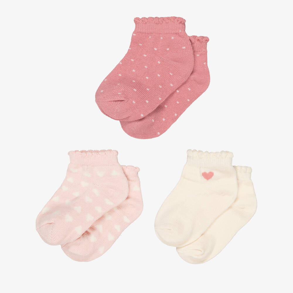 Mayoral-Pink & Ivory Socks Set (3 Psc) | Childrensalon Outlet