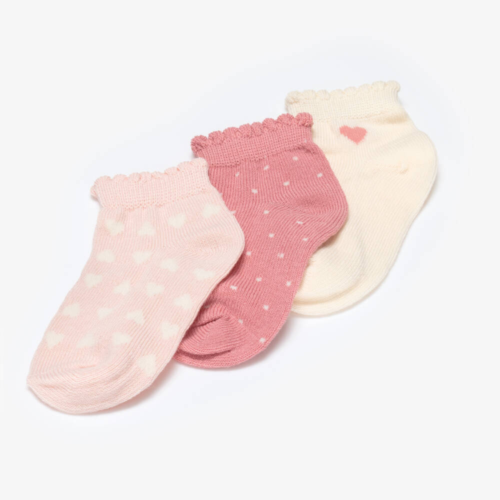Mayoral-Pink & Ivory Socks Set (3 Psc) | Childrensalon Outlet