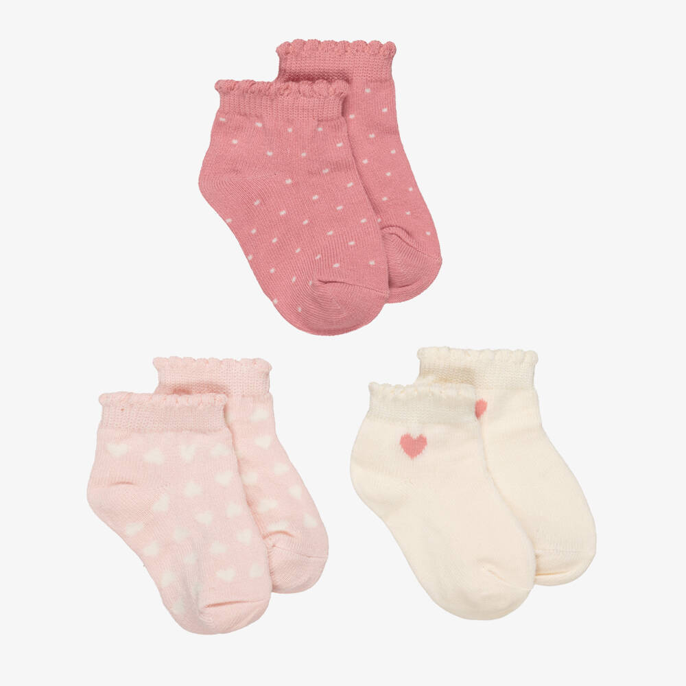 Mayoral-Pink & Ivory Socks Set (3 Psc) | Childrensalon Outlet
