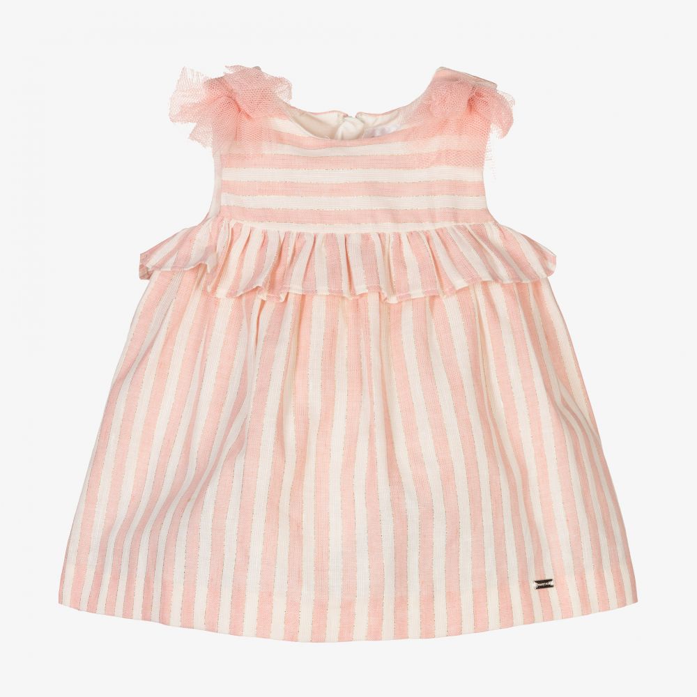 Mayoral Newborn - Pink & Ivory Striped Dress Set | Childrensalon