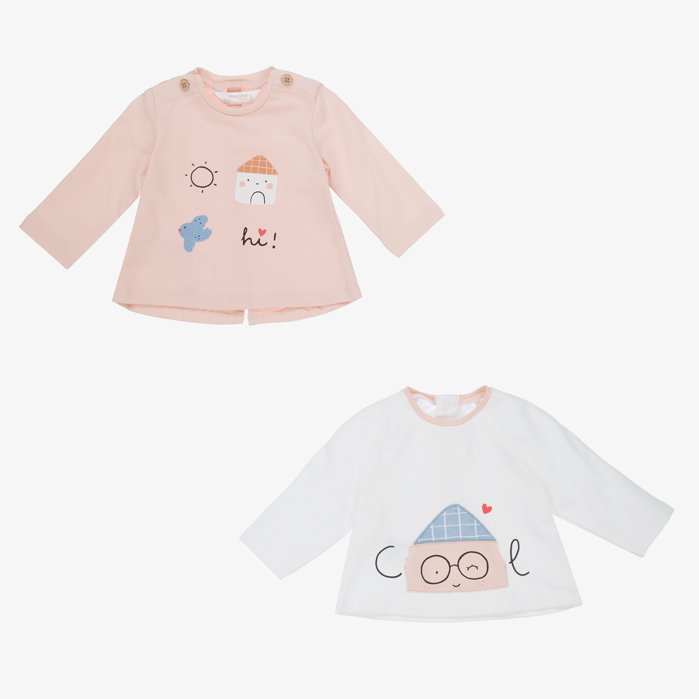 Mayoral Для новорожденных-Розовый и кремовый топы (2шт.) | Childrensalon Outlet