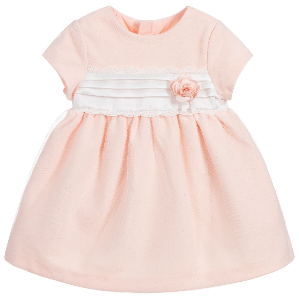 Mayoral Newborn - Pink Jersey & Tulle Dress | Childrensalon