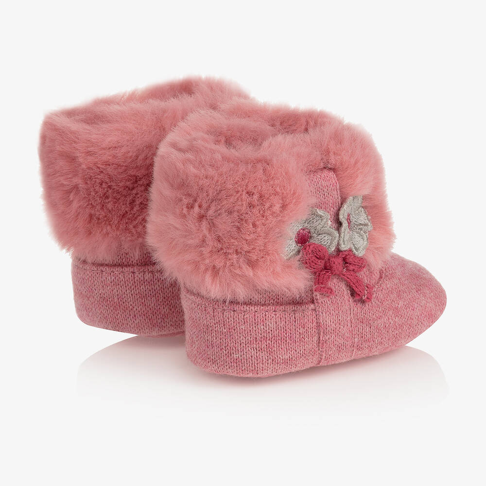Mayoral Newborn-Pink Knit Pre-Walker Booties | Childrensalon Outlet