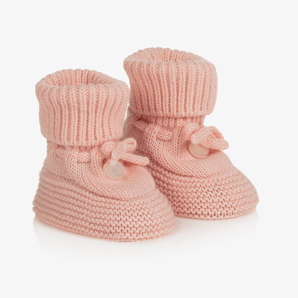 Mayoral Newborn - Pink Knitted Booties  | Childrensalon