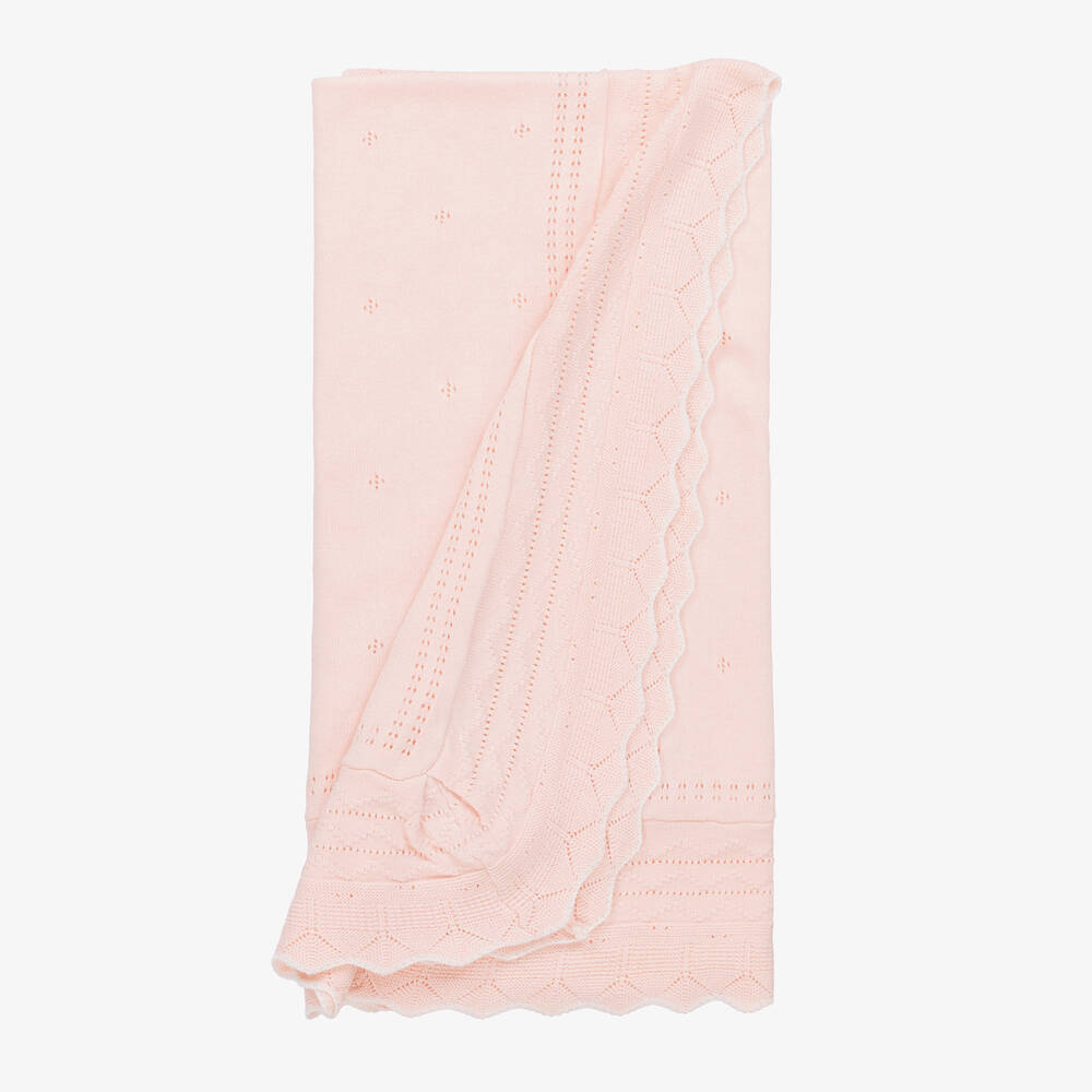 Mayoral-Pink Knitted Cotton Baby Shawl (98cm) | Childrensalon Outlet