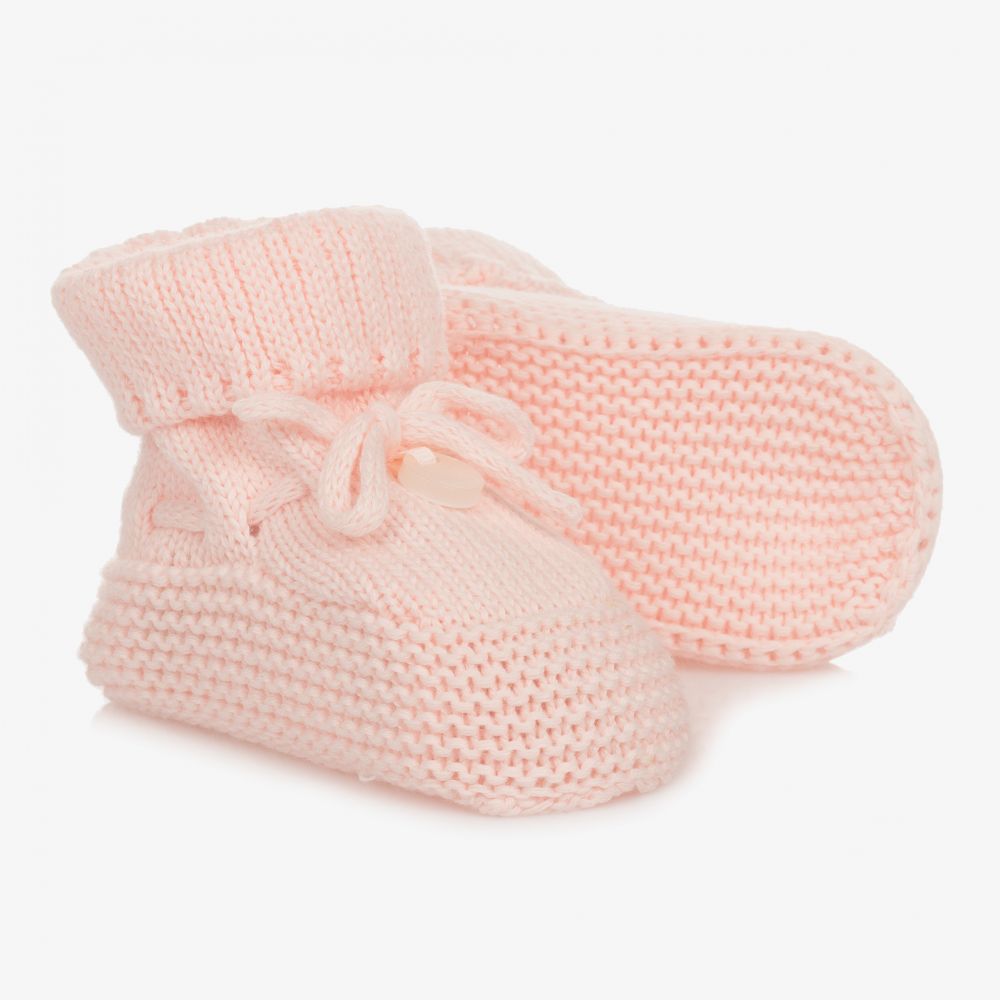 Mayoral Newborn - Pink Knitted Cotton Booties | Childrensalon